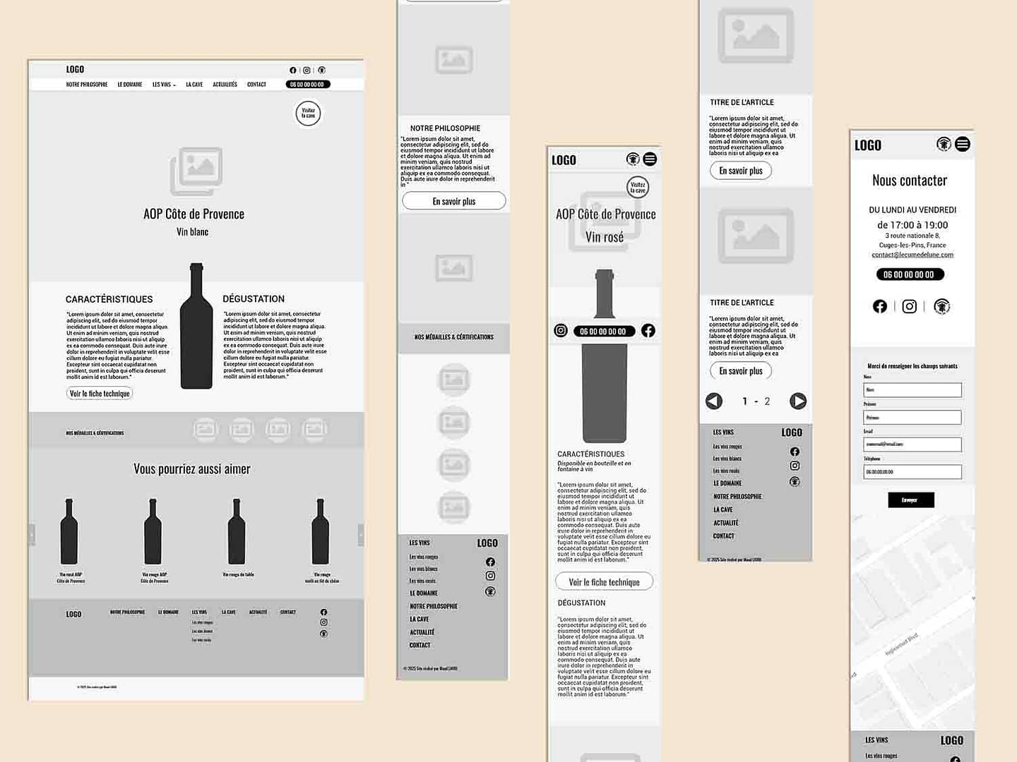 Wireframes Domaine viticole